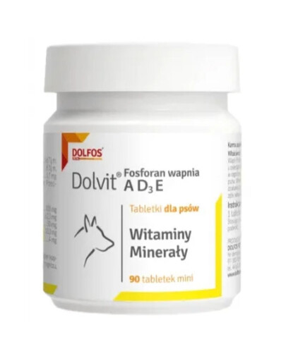 DOLFOS Dolvit Fosforan wapnia ADзE 90 tabl. witaminy i minerały dla psa