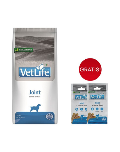 FARMINA Vet Life Dog Joint 12 kg karma dla psów na zdrowe stawy + 3 x FARMINA Vet Life Dental Treat Joint Mini 60 g (7 szt) GRATIS!