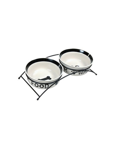TRIXIE Set Gamelles en céramique/métal 2 x 0.25 l / 13 cm