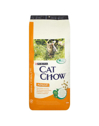 PURINA Cat Chow Adult - Croquette de poulet et dinde - 15 kg