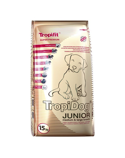 TROPIDOG Super Premium Junior M/L Turkey, Salmon & Eggs 15 kg