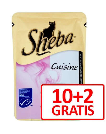 SHEBA Cuisine z łososiem w sosie 85 g x 10 + 2 GRATIS!