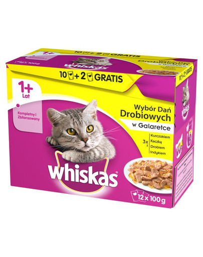 WHISKAS Plats de volaille en gelée 100 g x 12
