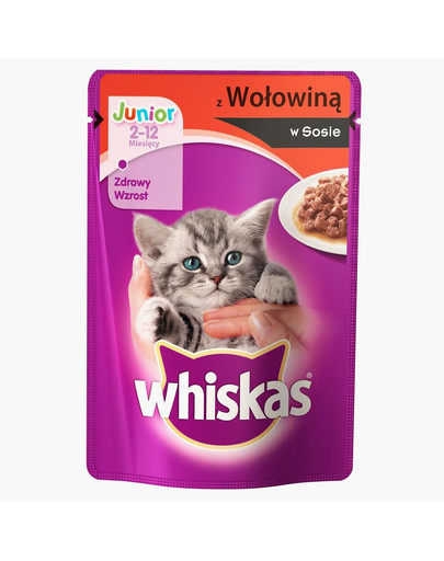 WHISKAS Junior Boeuf en sauce 100 g x 18 + 6 GRATIS
