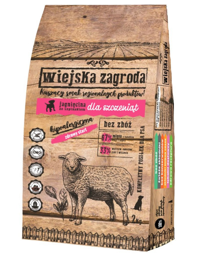 WIEJSKA ZAGRODA - Croquettes agneau et épinards pour chiots - 9 kg