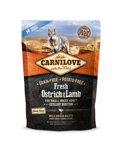 CARNILOVE Fresh Autruche & Agneau pour chiens de Petites Races Adulte 1,5 kg