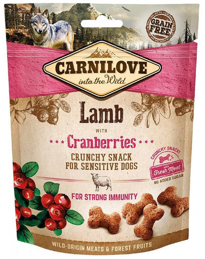 CARNILOVE Crunchy snacks friandises croquantes à l'agneau et aux canneberges 200 g