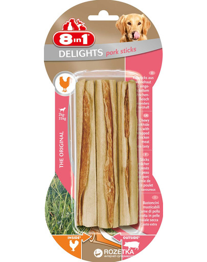 8IN1 Délicatesse Pork Delights Bone Sticks 3 pièces