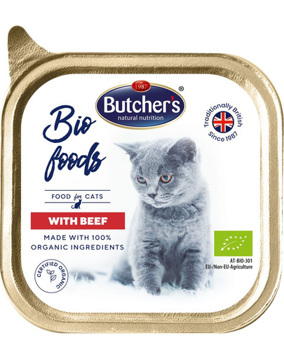 BUTCHER'S BIO foods 85 g de pâtée au bœuf pour chats