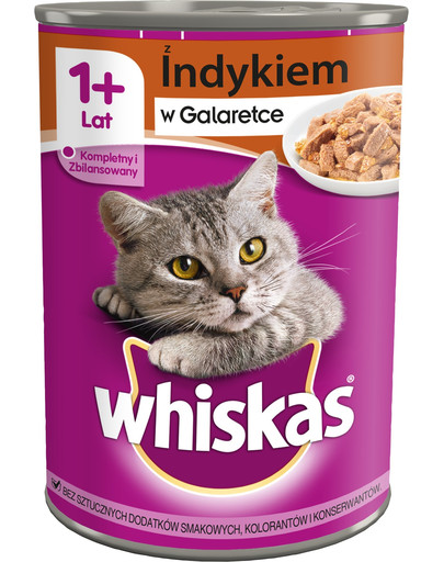 WHISKAS Dinde en gelée 400 g x 18 + 6 GRATIS!