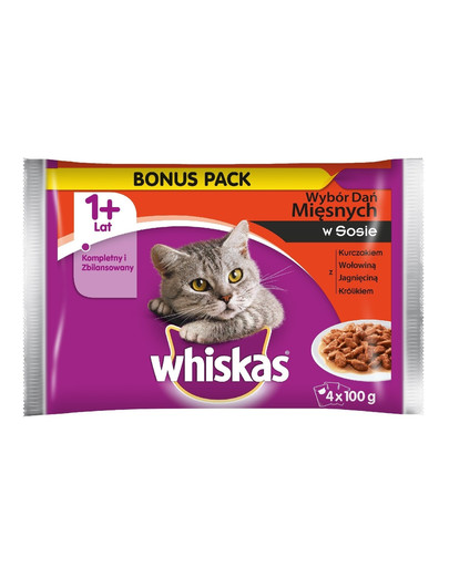 WHISKAS Plats de viande en sauce 12x 100g x4