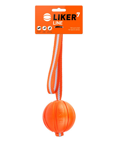 LIKER LINE Dog toy balle sur sangle avec oreilles pour chiens 7 cm