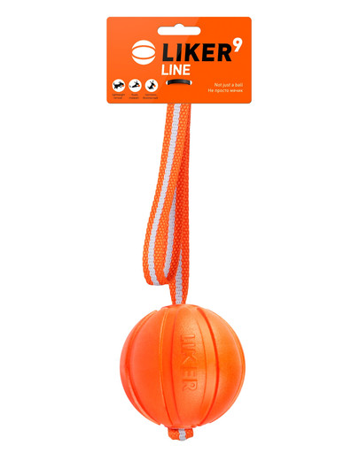 LIKER LINE Dog toy Une balle avec un ruban jouet pour chien 9 cm