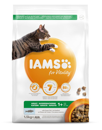 IAMS for Vitality Croquettes pour chats adultes avec des poissons d'océan 1,5 kg