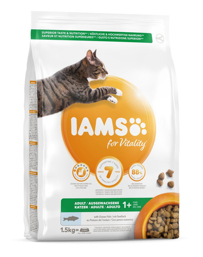 IAMS for Vitality Croquettes pour chats adultes avec des poissons d'océan 1,5 kg