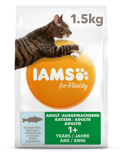 IAMS for Vitality Croquettes pour chats adultes avec des poissons d'océan 1,5 kg