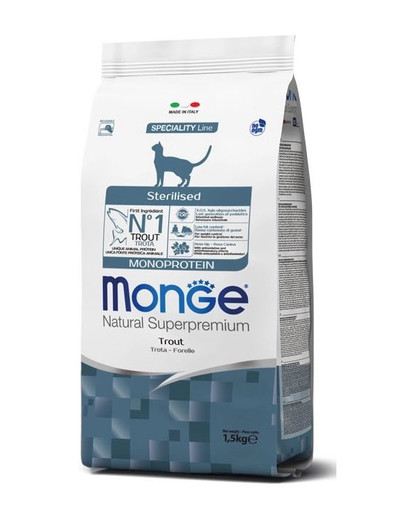 MONGE Monoprotein Cat Sterilised avec des truites 400g
