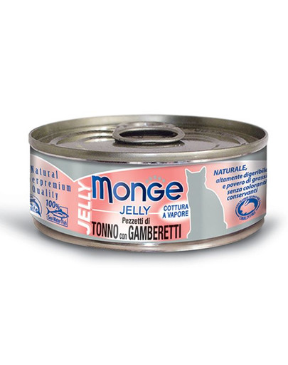 MONGE Jelly Cat - Thon et crevettes en gelée - 80 g