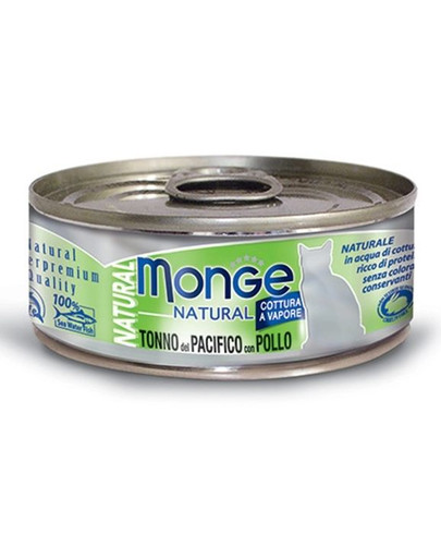 MONGE Natural Cat Thon à nageoires jaunes avec poulet 80g