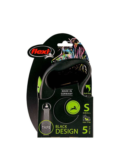 FLEXI Laisse automatique Black Design S sangle 5 m couleur verte