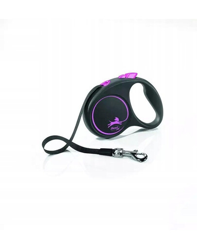 FLEXI guinzaglio automatico Nero Design M cinghia 5 m rosa