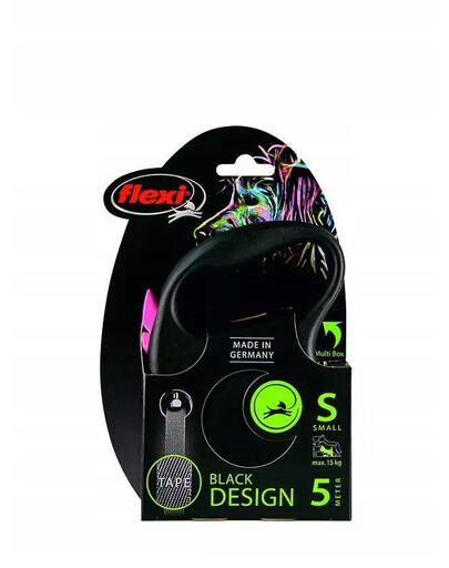 FLEXI guinzaglio automatico Nero Design M cinghia 5 m rosa