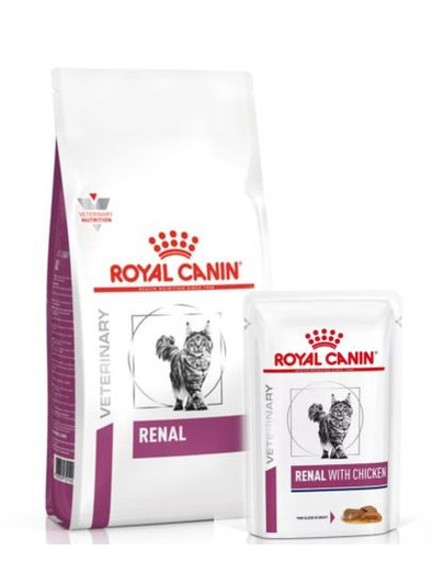 ROYAL CANIN Renal Feline 4 kg sucha karma + karm mokra Renal Feline kurczak 12 x 85g