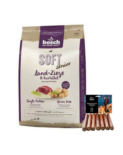 BOSCH Soft Senior Kozina & Ziemniak 12,5 kg + naturalne cygara z jeleniem 7 szt.