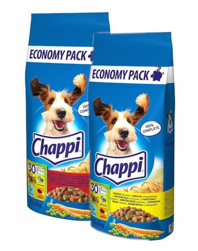 CHAPPI MIX z drobiem i warzywami oraz z wołowiną, drobiem i warzywami 27kg (2x13,5kg)
