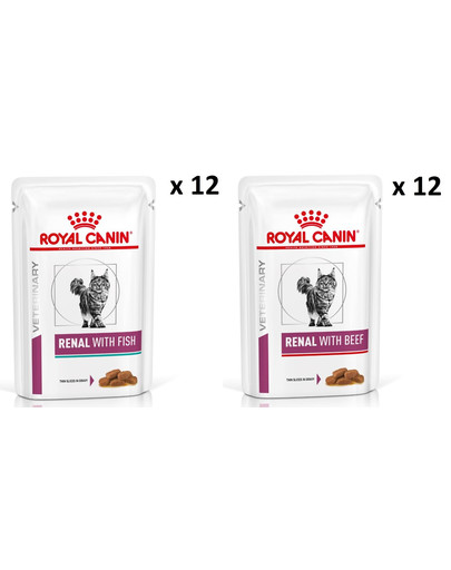 ROYAL CANIN Renal Feline Fish 12 x 85 g + Beef 12 x 85 g