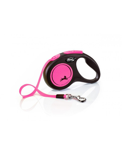 FLEXI Laisse New Neon Sangle S 5m Rose/Noir