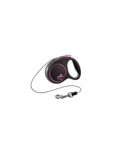 FLEXI Laisse automatique Black Design M Corde 5m Rose