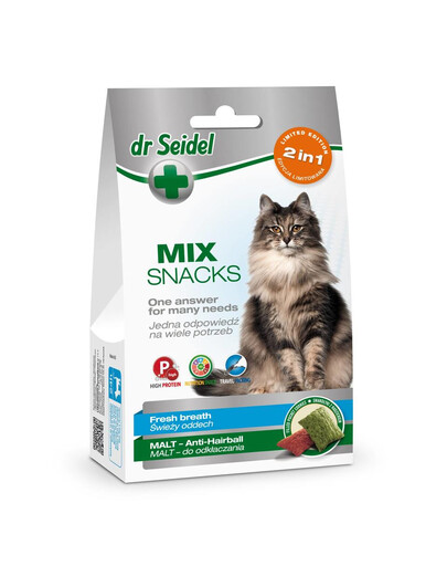 DR SEIDEL Smakołyki Mix 2w1 na świeży oddech & malt dla kotów 60 g