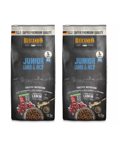 BELCANDO Junior Lamb & Rice M-L 2x12.5 kg agneau et riz - croquettes pour chiens à partir de 4 mois, moyennes et grandes races