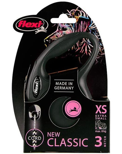FLEXI Laisse automatique New Classic XS Corde 3 m Noir