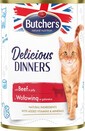 BUTCHER'S Delicious Dinners, cibo per gatti, pezzi di manzo in gelatina, 400g